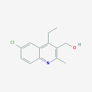 molecular formula C13H14ClNO B13260590 (6-Chloro-4-ethyl-2-methylquinolin-3-yl)methanol 