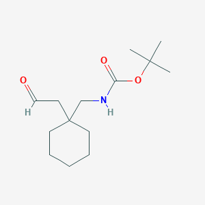 molecular formula C14H25NO3 B13261003 tert-Butyl N-{[1-(2-oxoethyl)cyclohexyl]methyl}carbamate 
