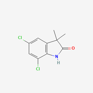 molecular formula C10H9Cl2NO B13261147 5,7-dichloro-3,3-dimethyl-2,3-dihydro-1H-indol-2-one 