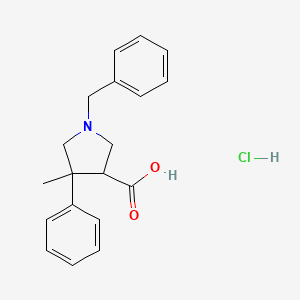molecular formula C19H22ClNO2 B13261162 1-Benzyl-4-methyl-4-phenylpyrrolidine-3-carboxylic acid hydrochloride 
