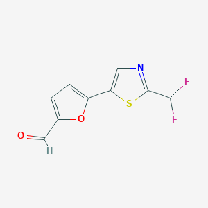 molecular formula C9H5F2NO2S B13261164 5-[2-(Difluoromethyl)-1,3-thiazol-5-yl]furan-2-carbaldehyde 