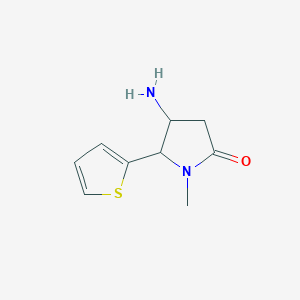 molecular formula C9H12N2OS B13261226 4-Amino-1-methyl-5-(thiophen-2-yl)pyrrolidin-2-one 