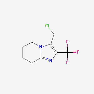 molecular formula C9H10ClF3N2 B13261242 3-(Chloromethyl)-2-(trifluoromethyl)-5H,6H,7H,8H-imidazo[1,2-a]pyridine 