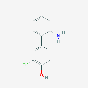 molecular formula C12H10ClNO B13261306 4-(2-Aminophenyl)-2-chlorophenol 