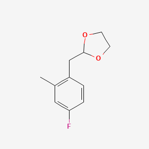 molecular formula C11H13FO2 B1326135 2-[(4-Fluoro-2-methylphenyl)methyl]-1,3-dioxolane CAS No. 898759-57-4