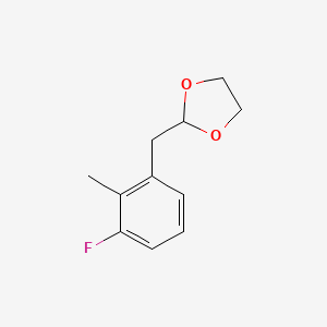 molecular formula C11H13FO2 B1326136 2-[(3-Fluoro-2-methylphenyl)methyl]-1,3-dioxolane CAS No. 898759-60-9