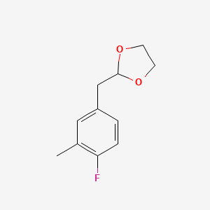 molecular formula C11H13FO2 B1326137 2-[(4-Fluoro-3-methylphenyl)methyl]-1,3-dioxolane CAS No. 898785-07-4