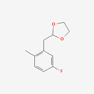 molecular formula C11H13FO2 B1326138 2-[(5-Fluoro-2-methylphenyl)methyl]-1,3-dioxolane CAS No. 898785-10-9