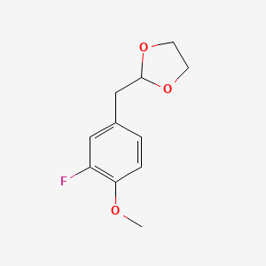 molecular formula C11H13FO3 B1326139 2-[(3-Fluoro-4-methoxyphenyl)methyl]-1,3-dioxolane CAS No. 898785-19-8