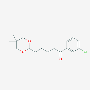molecular formula C17H23ClO3 B1326147 3'-Chloro-5-(5,5-dimethyl-1,3-dioxan-2-YL)valerophenone CAS No. 898785-94-9