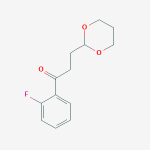 molecular formula C13H15FO3 B1326149 3-(1,3-Dioxan-2-YL)-2'-fluoropropiophenone CAS No. 898785-98-3