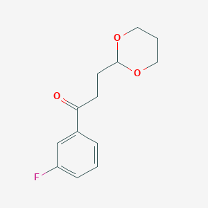 molecular formula C13H15FO3 B1326150 3-(1,3-Dioxan-2-YL)-3'-fluoropropiophenone CAS No. 898786-00-0