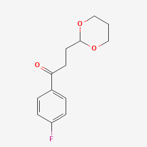molecular formula C13H15FO3 B1326151 3-(1,3-二氧戊环-2-基)-4'-氟丙基苯甲酮 CAS No. 898786-02-2