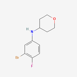 molecular formula C11H13BrFNO B13261513 N-(3-Bromo-4-fluorophenyl)oxan-4-amine 