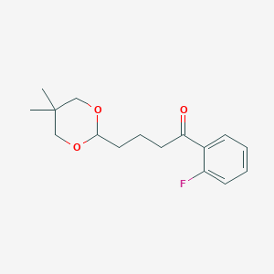 molecular formula C16H21FO3 B1326152 4-(5,5-Dimethyl-1,3-dioxan-2-YL)-2'-fluorobutyrophenone CAS No. 898786-04-4