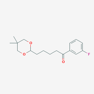 molecular formula C17H23FO3 B1326154 5-(5,5-Dimethyl-1,3-dioxan-2-YL)-3'-fluorovalerophenone CAS No. 898786-15-7