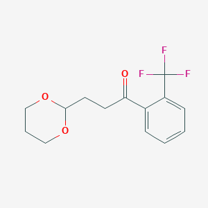B1326160 3-(1,3-Dioxan-2-YL)-2'-trifluoromethylpropiophenone CAS No. 898786-55-5