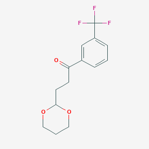 molecular formula C14H15F3O3 B1326161 3-(1,3-二氧杂环-2-基)-3'-三氟甲基丙基苯酮 CAS No. 898786-57-7