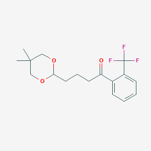 molecular formula C17H21F3O3 B1326162 4-(5,5-Dimethyl-1,3-dioxan-2-YL)-2'-trifluoromethylbutyrophenone CAS No. 898786-61-3