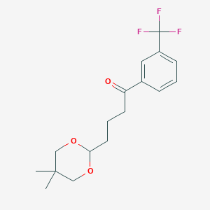 molecular formula C17H21F3O3 B1326163 4-(5,5-二甲基-1,3-二氧环-2-基)-3'-三氟甲基丁基苯甲酮 CAS No. 898786-63-5
