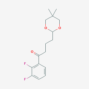 molecular formula C16H20F2O3 B1326168 2',3'-二氟-4-(5,5-二甲基-1,3-二氧杂环己-2-基)丁酰苯酮 CAS No. 898786-79-3