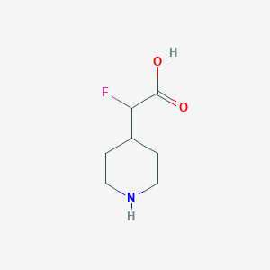 molecular formula C7H12FNO2 B13261680 2-Fluoro-2-(piperidin-4-yl)acetic acid 