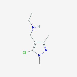 molecular formula C8H14ClN3 B13261745 N-[(5-Chloro-1,3-dimethyl-1H-pyrazol-4-YL)methyl]-N-ethylamine 