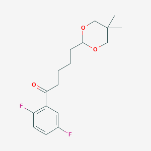 molecular formula C17H22F2O3 B1326175 2',5'-Difluoro-5-(5,5-dimethyl-1,3-dioxan-2-YL)valerophenone CAS No. 898786-90-8
