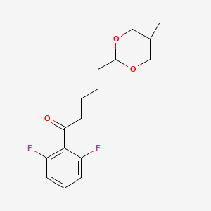 molecular formula C17H22F2O3 B1326178 2',6'-Difluoro-5-(5,5-dimethyl-1,3-dioxan-2-YL)valerophenone CAS No. 898786-95-3