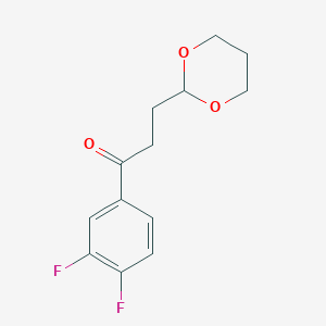 molecular formula C13H14F2O3 B1326179 3',4'-二氟-3-(1,3-二氧杂环-2-基)丙基苯酮 CAS No. 884504-28-3