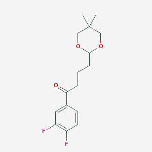 molecular formula C16H20F2O3 B1326180 3',4'-二氟-4-(5,5-二甲基-1,3-二氧杂环戊-2-基)丁酮 CAS No. 898786-97-5