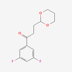 molecular formula C13H14F2O3 B1326182 3',5'-Difluoro-3-(1,3-Dioxan-2-Yl)Propiophenone CAS No. 884504-29-4