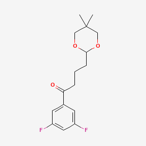 molecular formula C16H20F2O3 B1326183 3',5'-Difluoro-4-(5,5-dimethyl-1,3-dioxan-2-YL)butyrophenone CAS No. 898787-02-5