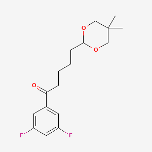 molecular formula C17H22F2O3 B1326184 3',5'-Difluoro-5-(5,5-dimethyl-1,3-dioxan-2-YL)valerophenone CAS No. 898787-05-8