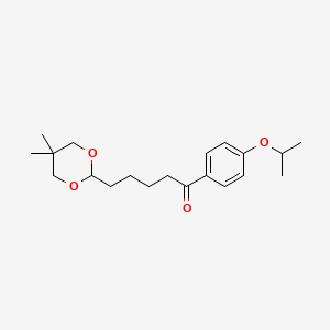 molecular formula C20H30O4 B1326194 5-(5,5-二甲基-1,3-二氧杂环-2-基)-4'-异丙氧基戊酰苯 CAS No. 898755-83-4