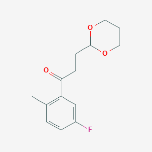 molecular formula C14H17FO3 B1326198 3-(1,3-Dioxan-2-Yl)-5'-Fluoro-2'-Methylpropiophenone CAS No. 884504-39-6