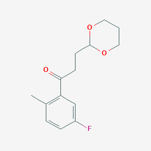 molecular formula C14H17FO3 B1326198 3-(1,3-二氧戊环-2-基)-5'-氟-2'-甲基丙酰苯酮 CAS No. 884504-39-6