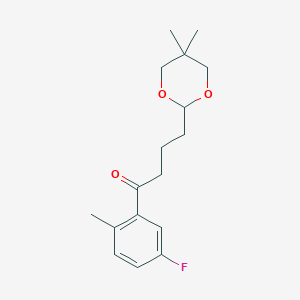 molecular formula C17H23FO3 B1326199 4-(5,5-二甲基-1,3-二氧环-2-基)-5'-氟-2'-甲基丁基苯甲酮 CAS No. 898755-96-9