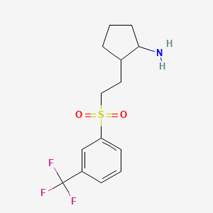 molecular formula C14H18F3NO2S B13262228 2-{2-[3-(Trifluoromethyl)benzenesulfonyl]ethyl}cyclopentan-1-amine 