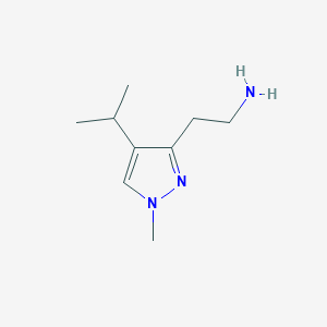 molecular formula C9H17N3 B13262355 2-[1-Methyl-4-(propan-2-yl)-1H-pyrazol-3-yl]ethan-1-amine 