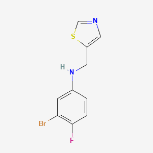 molecular formula C10H8BrFN2S B13262357 3-Bromo-4-fluoro-N-(1,3-thiazol-5-ylmethyl)aniline 