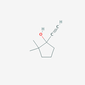 molecular formula C9H14O B13262381 1-Ethynyl-2,2-dimethylcyclopentan-1-ol 