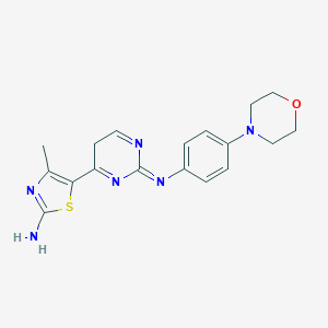 molecular formula C18H20N6OS B132624 4-Methyl-5-{(2E)-2-[(4-morpholin-4-ylphenyl)imino]-2,5-dihydropyrimidin-4-YL}-1,3-thiazol-2-amine CAS No. 1059105-22-4