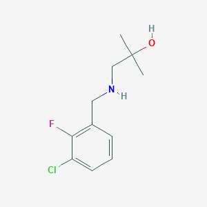 molecular formula C11H15ClFNO B13262438 1-{[(3-Chloro-2-fluorophenyl)methyl]amino}-2-methylpropan-2-ol 