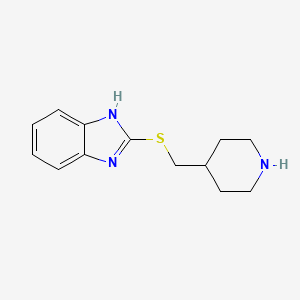 molecular formula C13H17N3S B13262496 2-((Piperidin-4-ylmethyl)thio)-1h-benzo[d]imidazole 