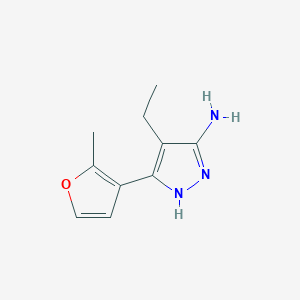 molecular formula C10H13N3O B13262499 4-Ethyl-3-(2-methylfuran-3-YL)-1H-pyrazol-5-amine 
