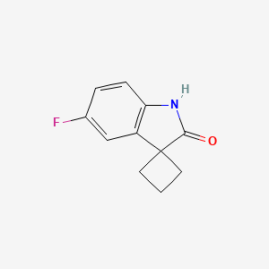 molecular formula C11H10FNO B13262509 5'-Fluoro-1',2'-dihydrospiro[cyclobutane-1,3'-indole]-2'-one 