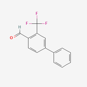 molecular formula C14H9F3O B13262554 3-(Trifluoromethyl)-[1,1-biphenyl]-4-carboxaldehyde 