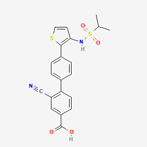 molecular formula C21H18N2O4S2 B1326259 2-Cyano-4'-(3-(1-methylethylsulfonamido)thiophen-2-yl)-[1,1'-biphenyl]-4-carboxylic acid CAS No. 942597-98-0