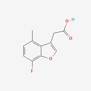 molecular formula C11H9FO3 B13262623 2-(7-Fluoro-4-methyl-1-benzofuran-3-yl)acetic acid 